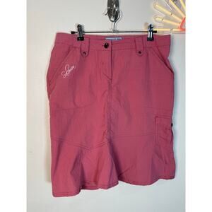 Salomon Women’s Activewear Pink Ruffle Skirt Y2K 8 Low rise Cargo Belt Loops 90s
